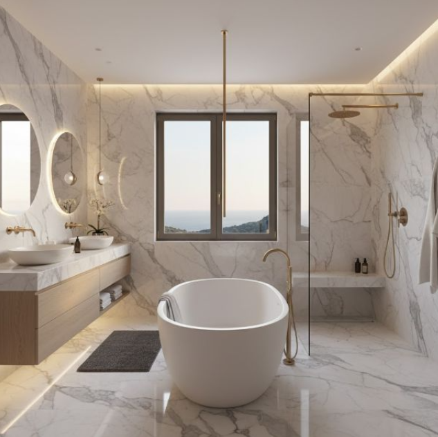 Reforma de baño de lujo con mármol